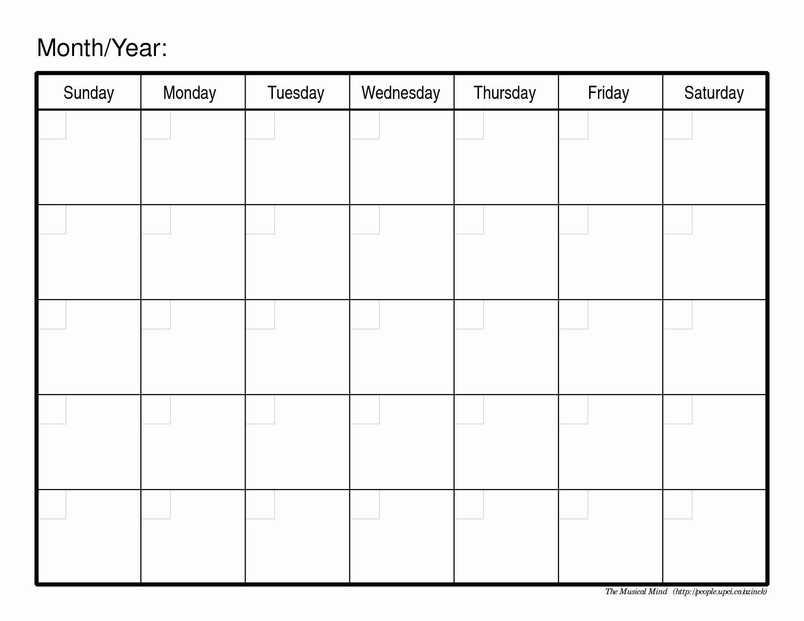 monthly calendar templates monday to friday calendar