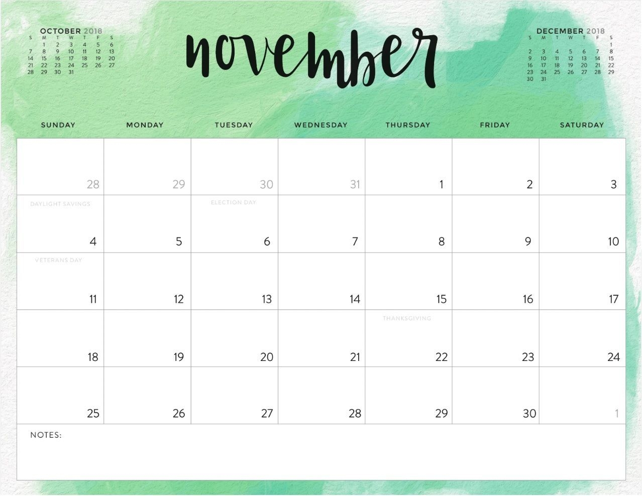 November 2018 Calendar Portrait Free Download | Calendario