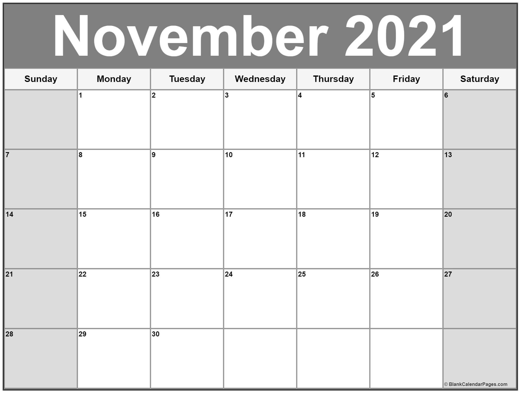 November 2021 Calendar | 56 Templates Of 2021 Printable