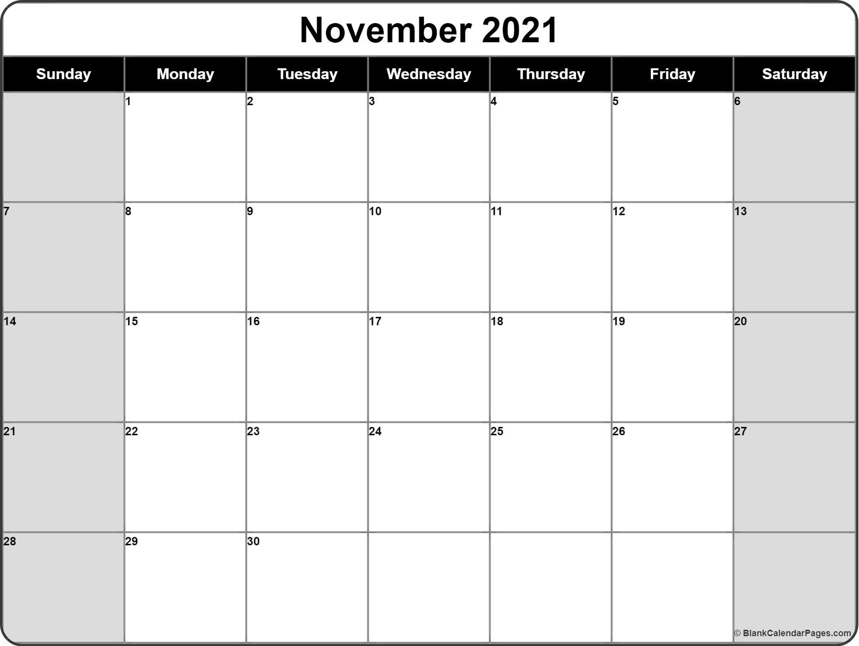 November 2021 Calendar | Free Printable Calendar Templates