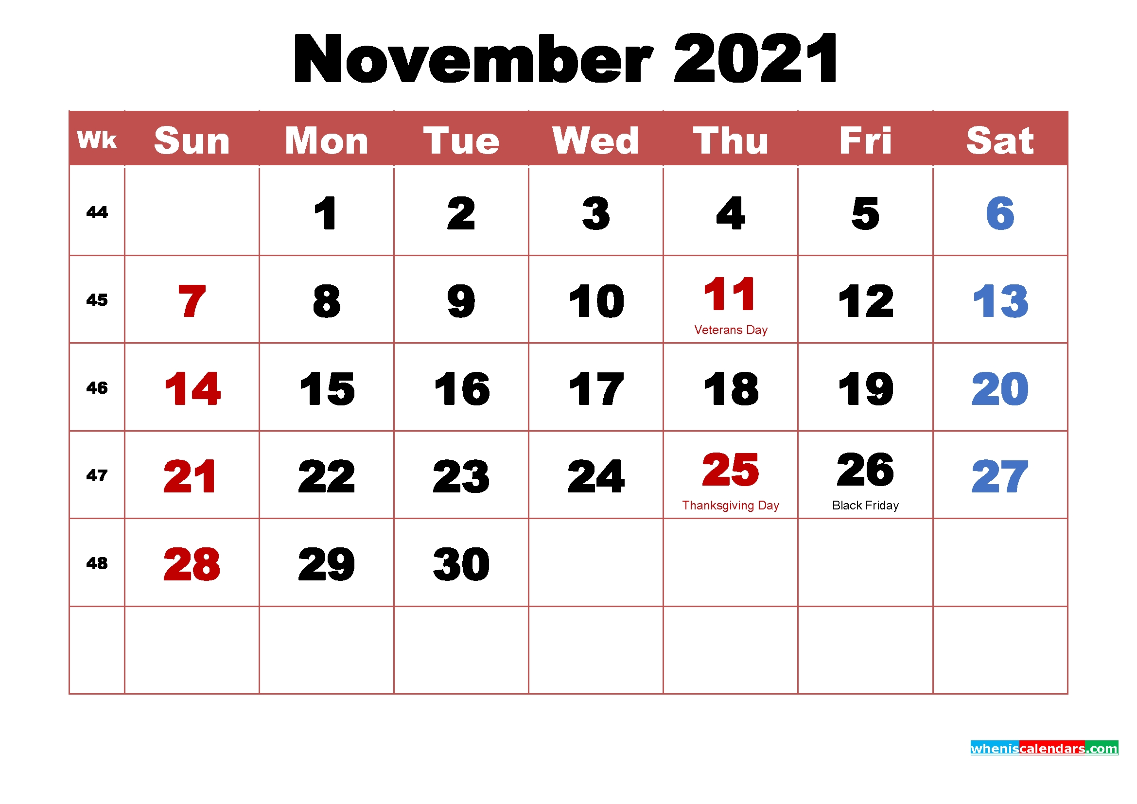 November 2021 Calendar Pdf | Printable March