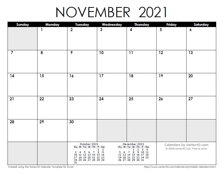 November 2021 Calendar Portrait | 2022 Calendar