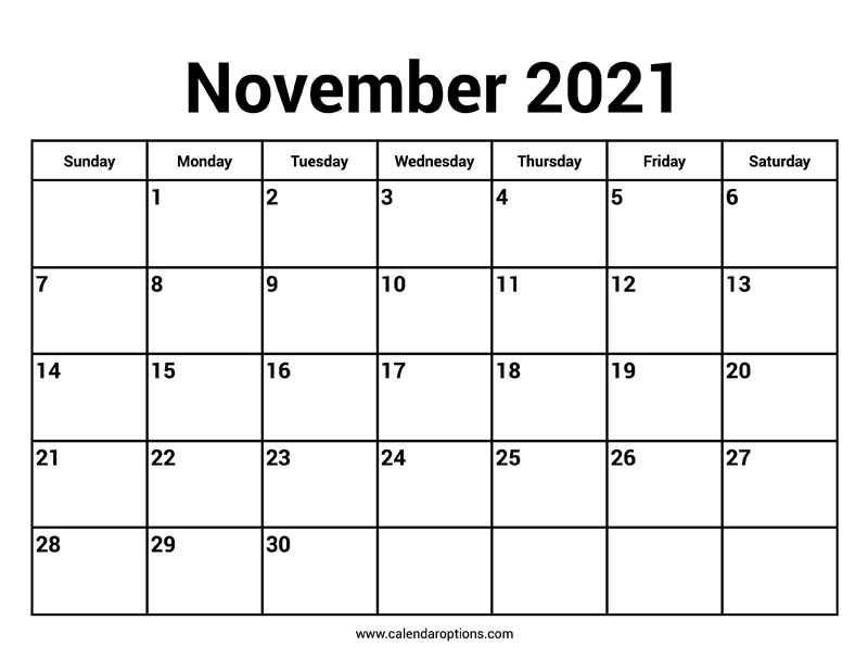 November 2021 Calendars Calendar Options