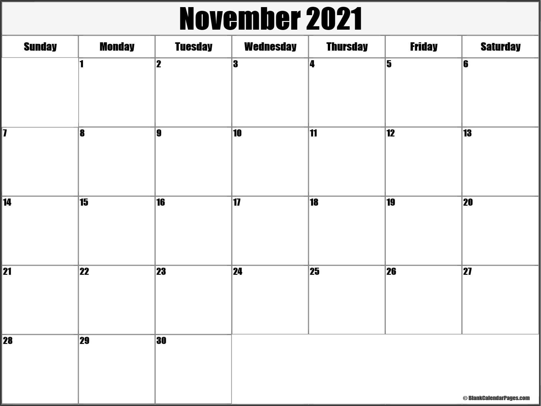 November 2021 Fill In Calendar | Calendar Template Printable