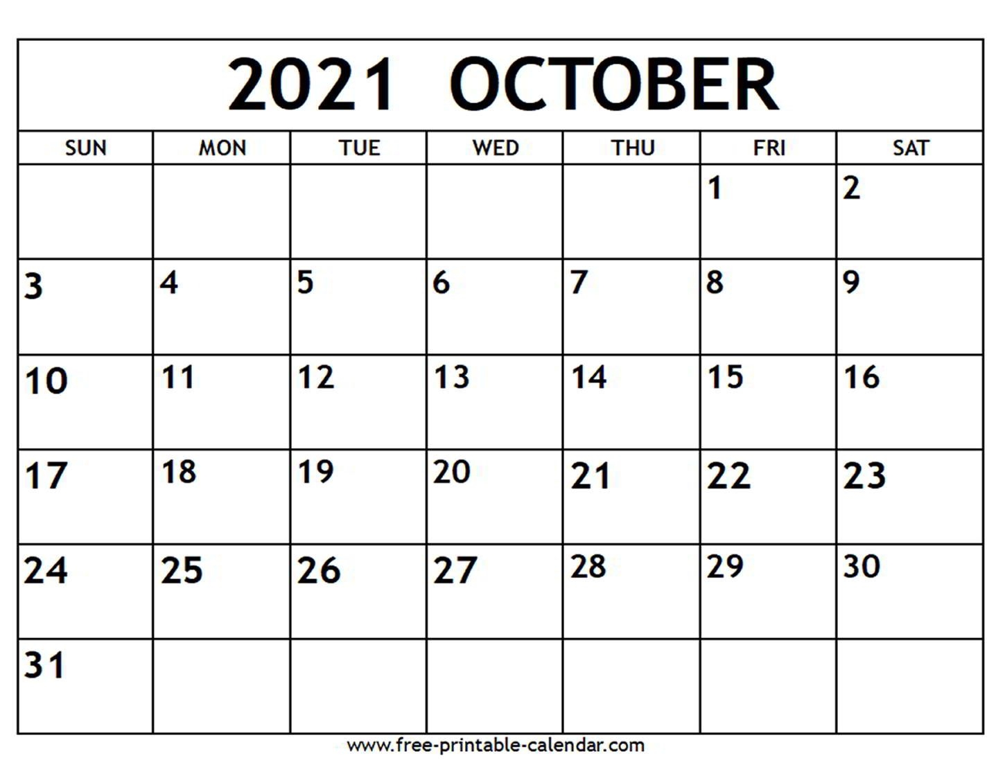 october 2021 calendar free printable calendar