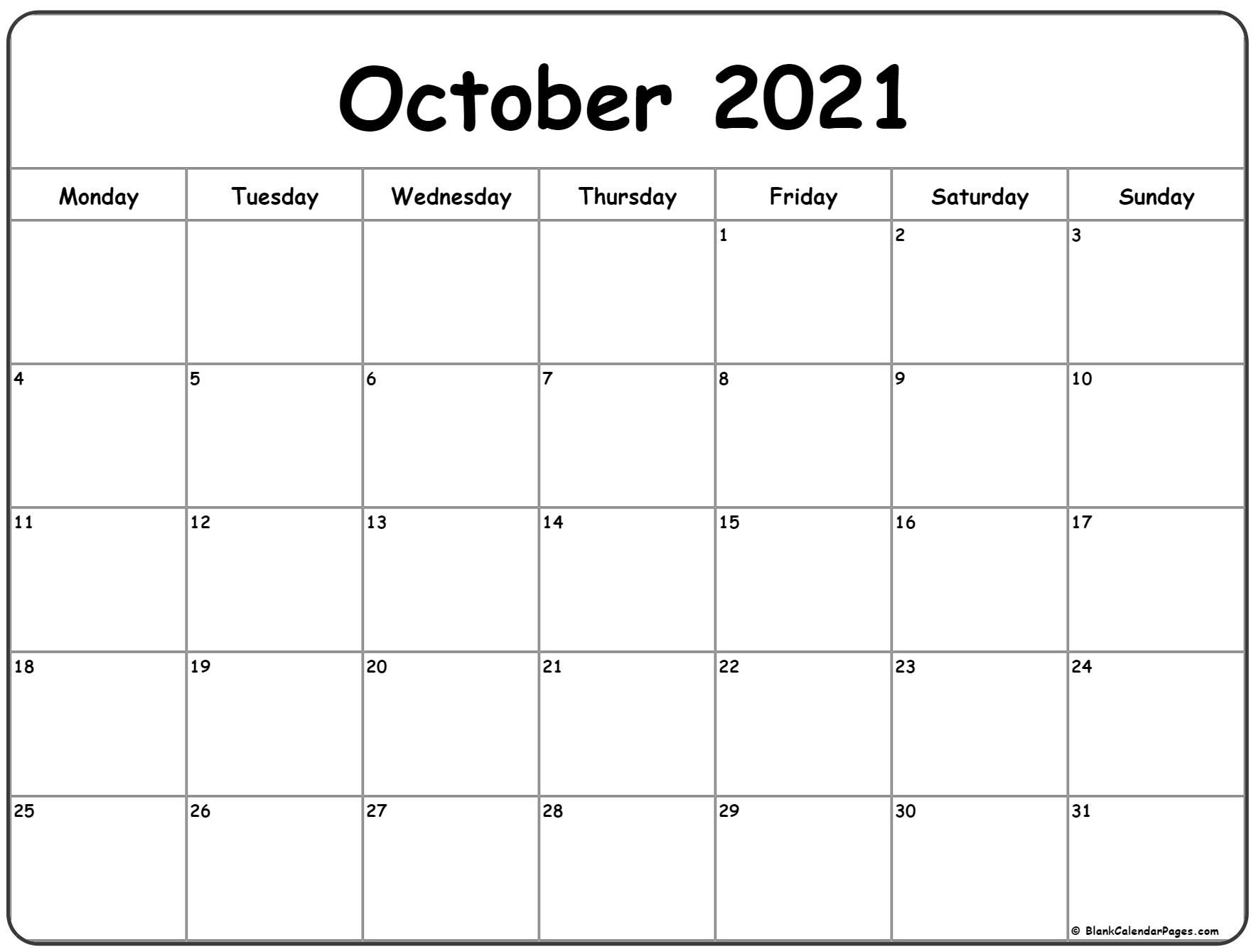 october calendar 2021 | month calendar printable