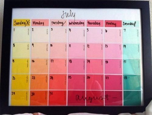 Ooh Paint Chip Calendar In A Frame So You Can Write On It