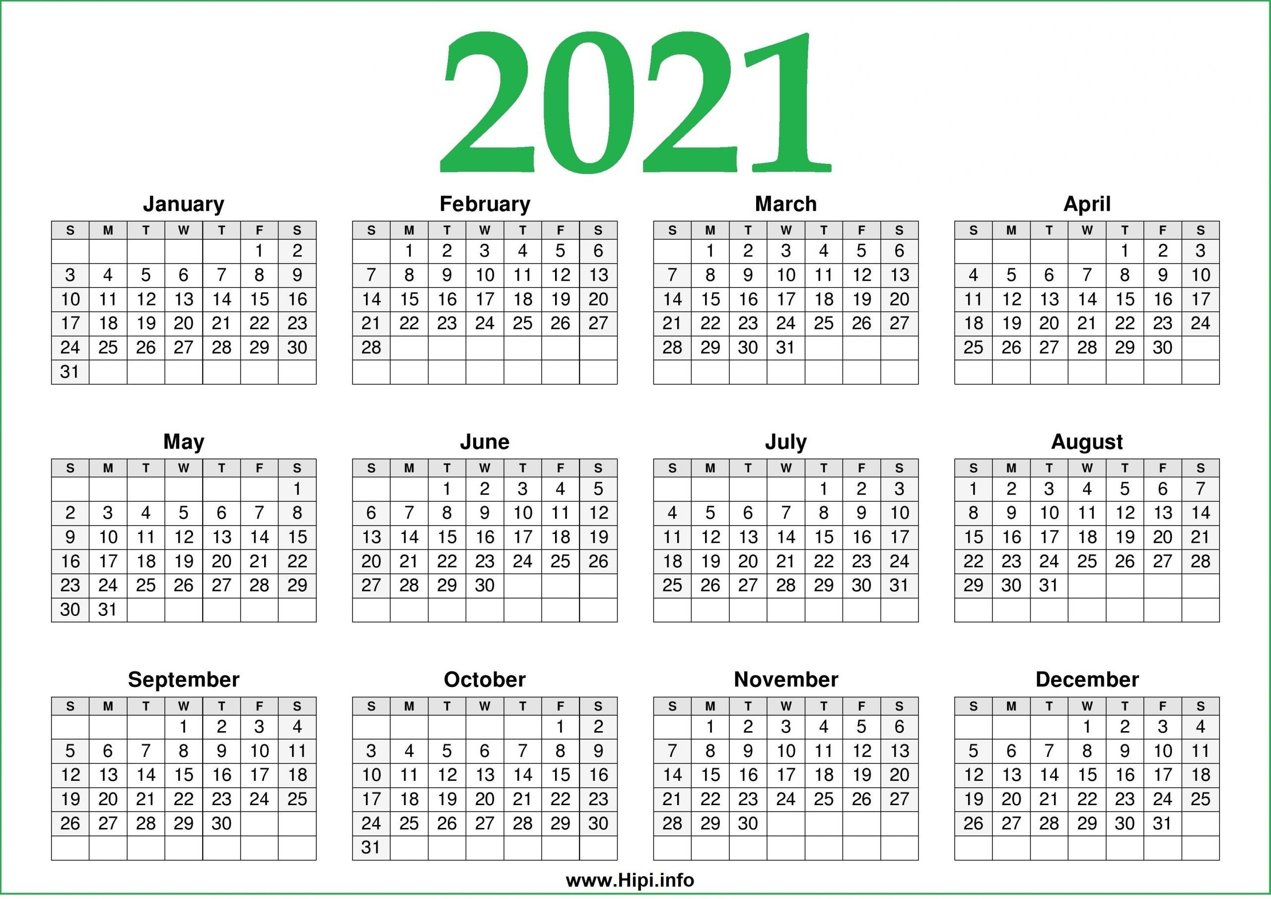 Print Free 2021 Calendar Without Downloading | Calendar