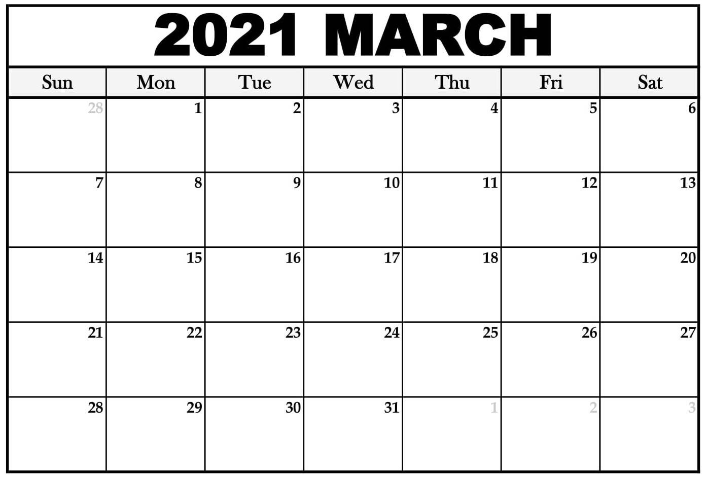 Print March 2021 Calendar With Holidays Dates Pages One