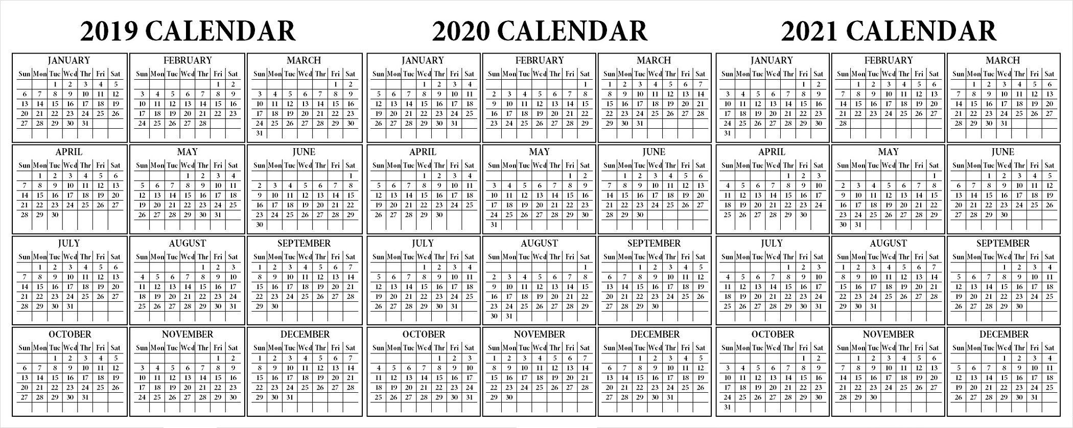 Printable 2 Year Calendar 2020 2021 | Calendar Template