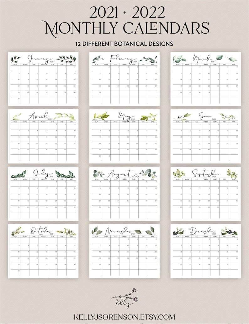 Printable 2021 2022 Landscape Editable Calendar With | Etsy