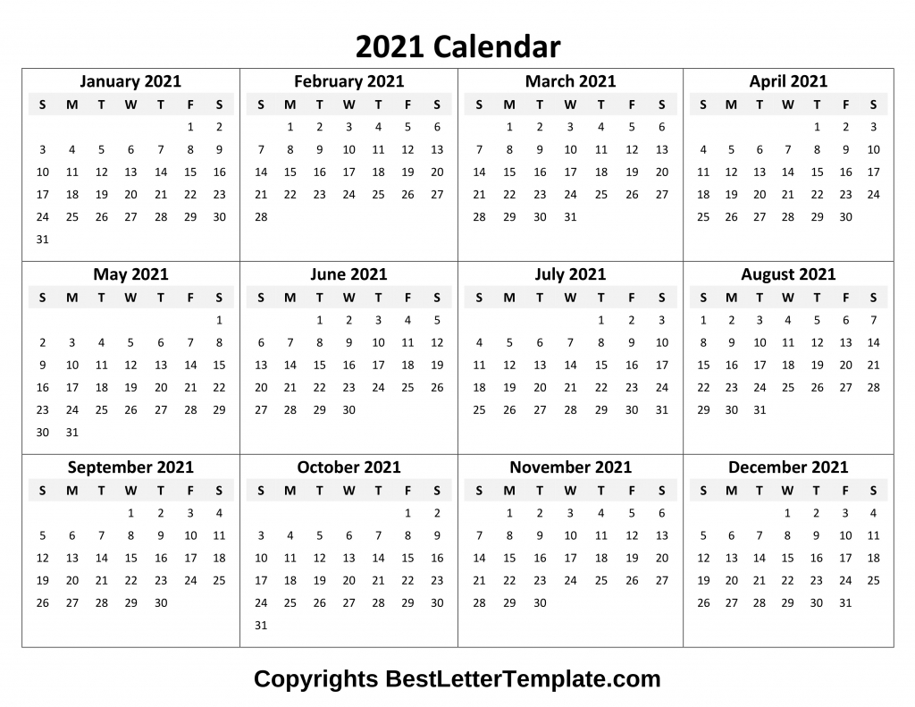 printable 2021 calendar template in pdf, word &amp; excel