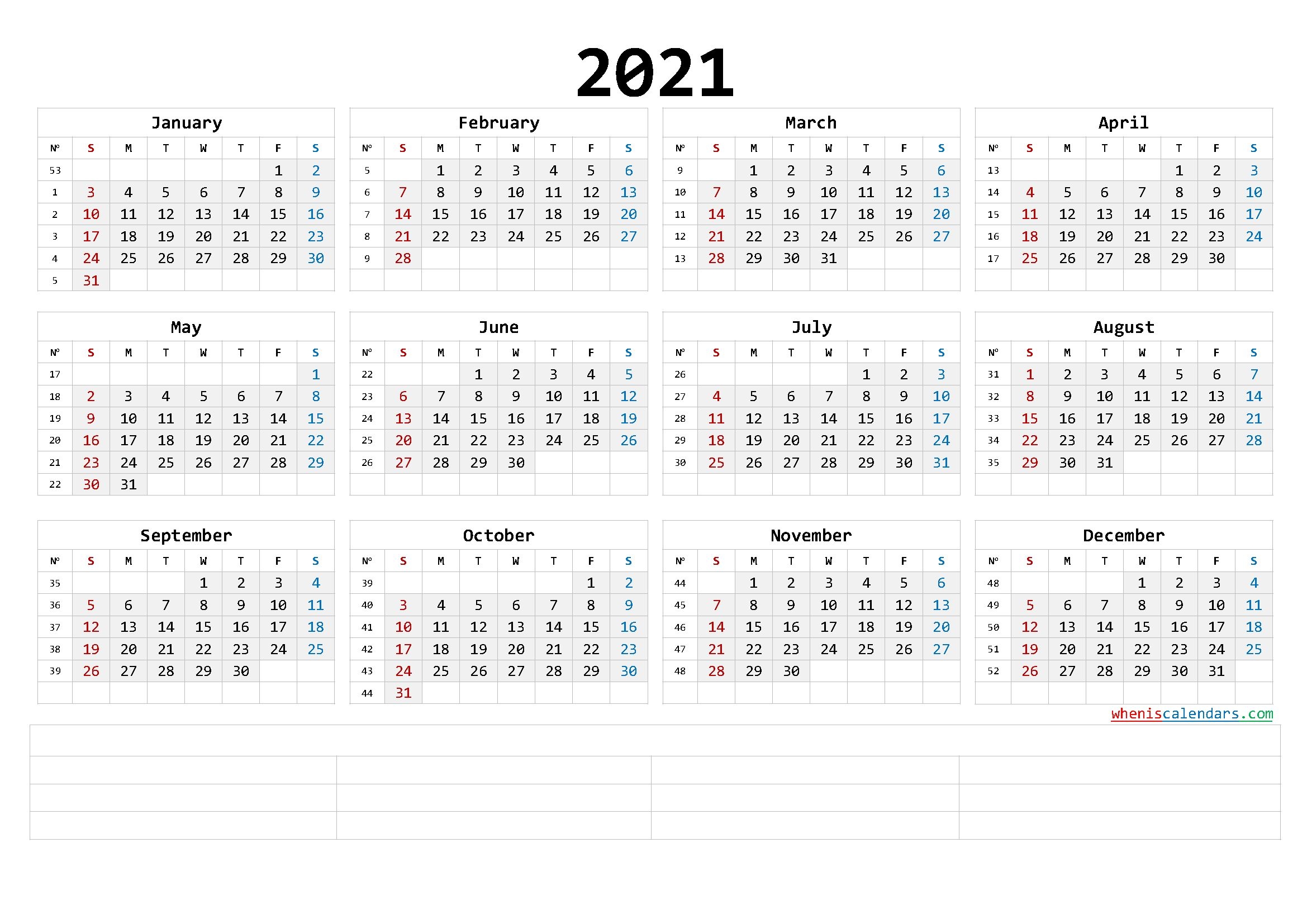 Printable 2021 Calendar Templates Calendraex