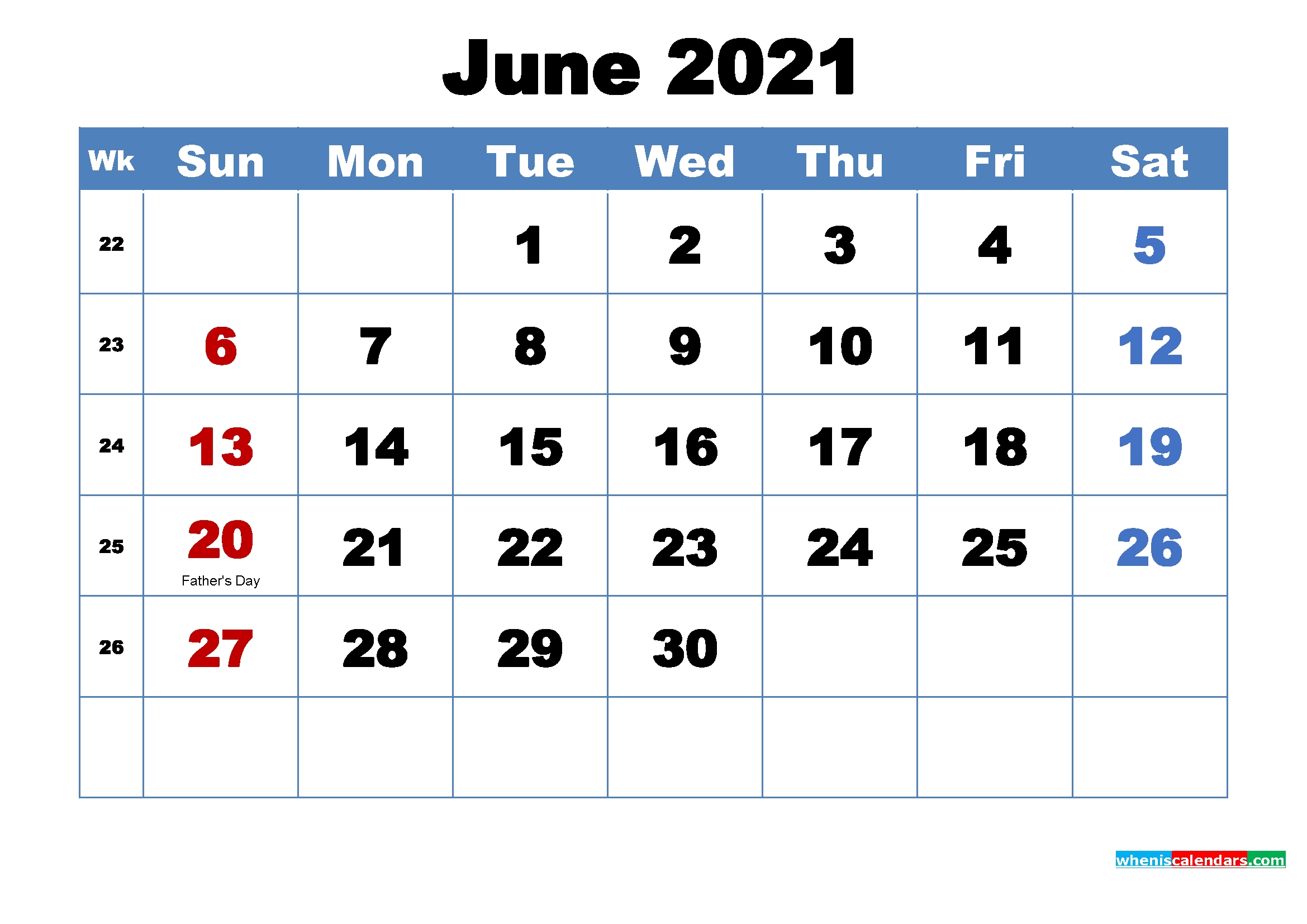 printable 2021 calendarmonth june