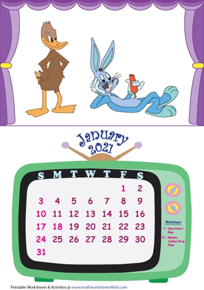 Printable 2021 Calendars For Children