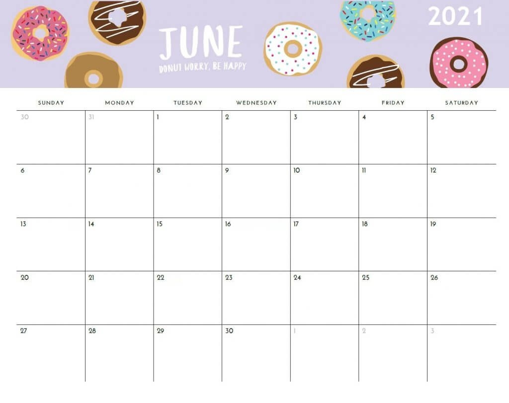 Printable 2021 Monthly Calendar