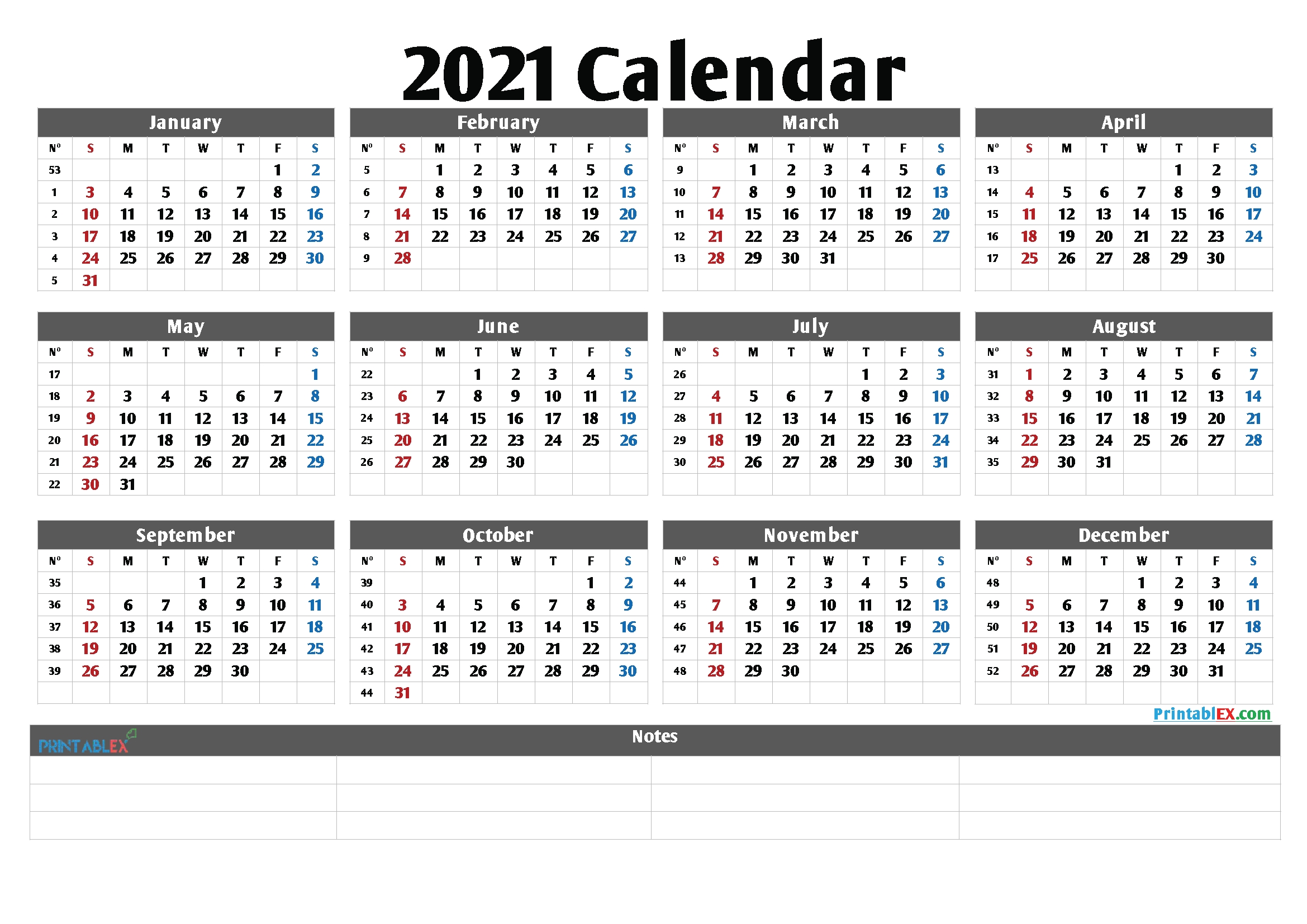 Printable 2021 Yearly Calendar 21ytw97