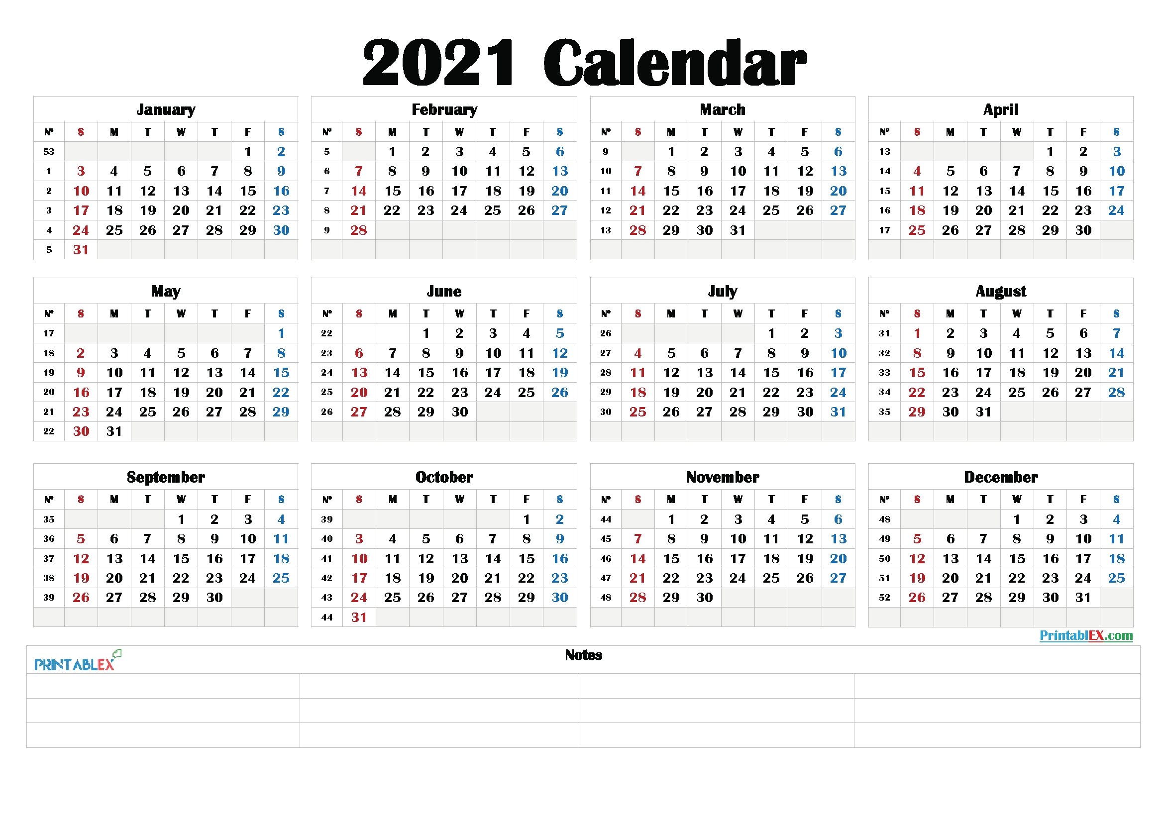 printable 58 2021 calendar / diy mini 2021 photo