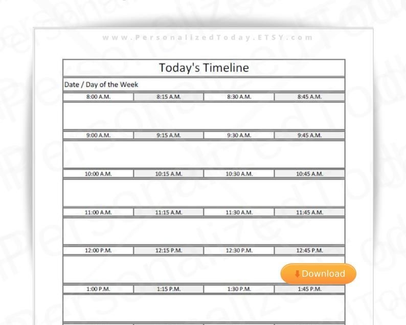 printable 8 am start daily planner 15 minute increments