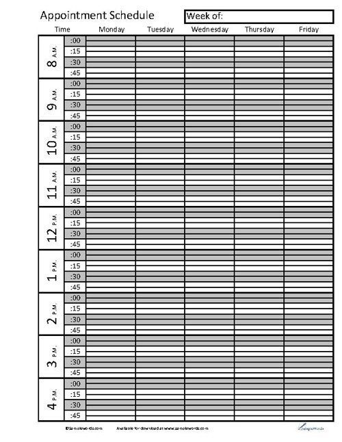 Printable Appointment Book Template Pdf | Appointment