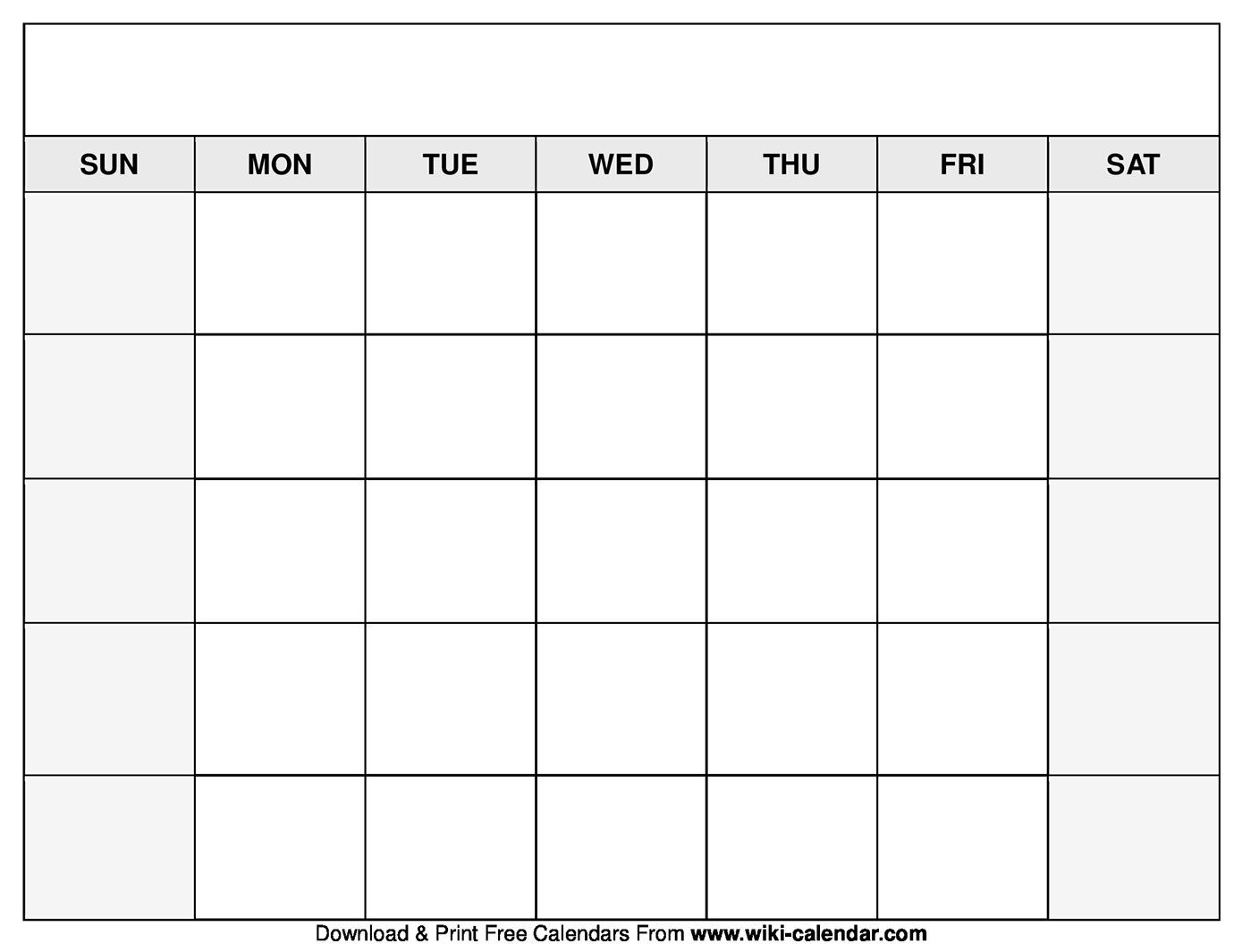 printable blank calendar templates | printable blank