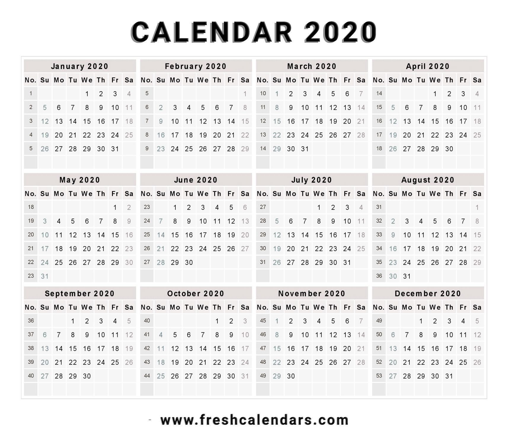 Printable Calendar 2020 That You Can Type In Calendar