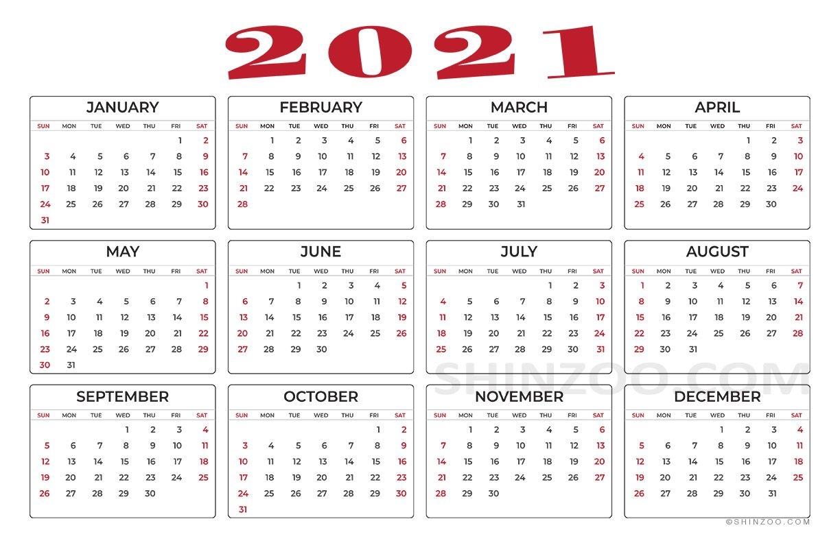 Printable Calendar 2021 Yearly 11×17 | Printable Calendar 2021