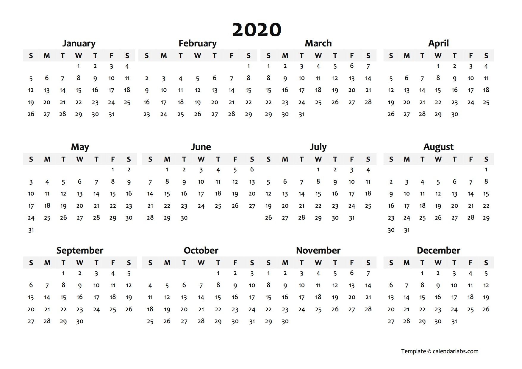 Printable Calendar Labs 2020 | Calendar Printables Free