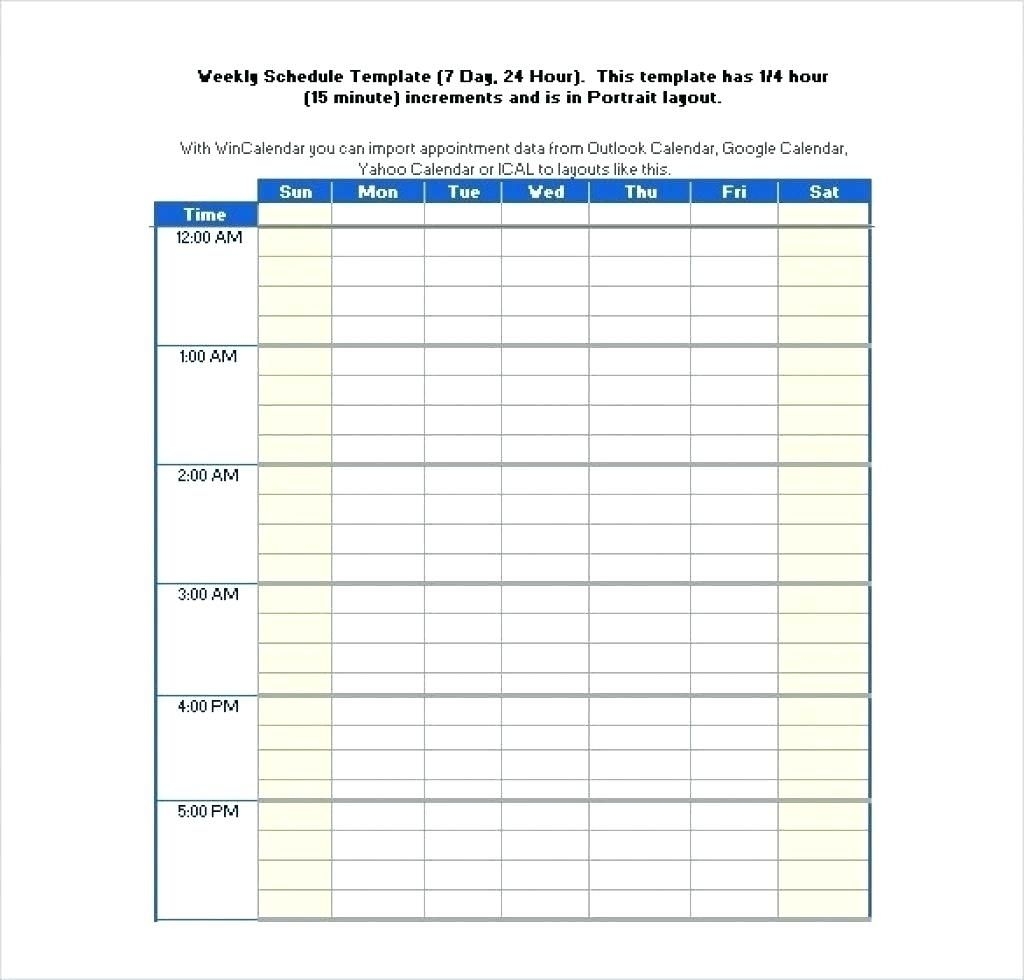 Printable Calendar With 15 Minute Increments | Ten Free
