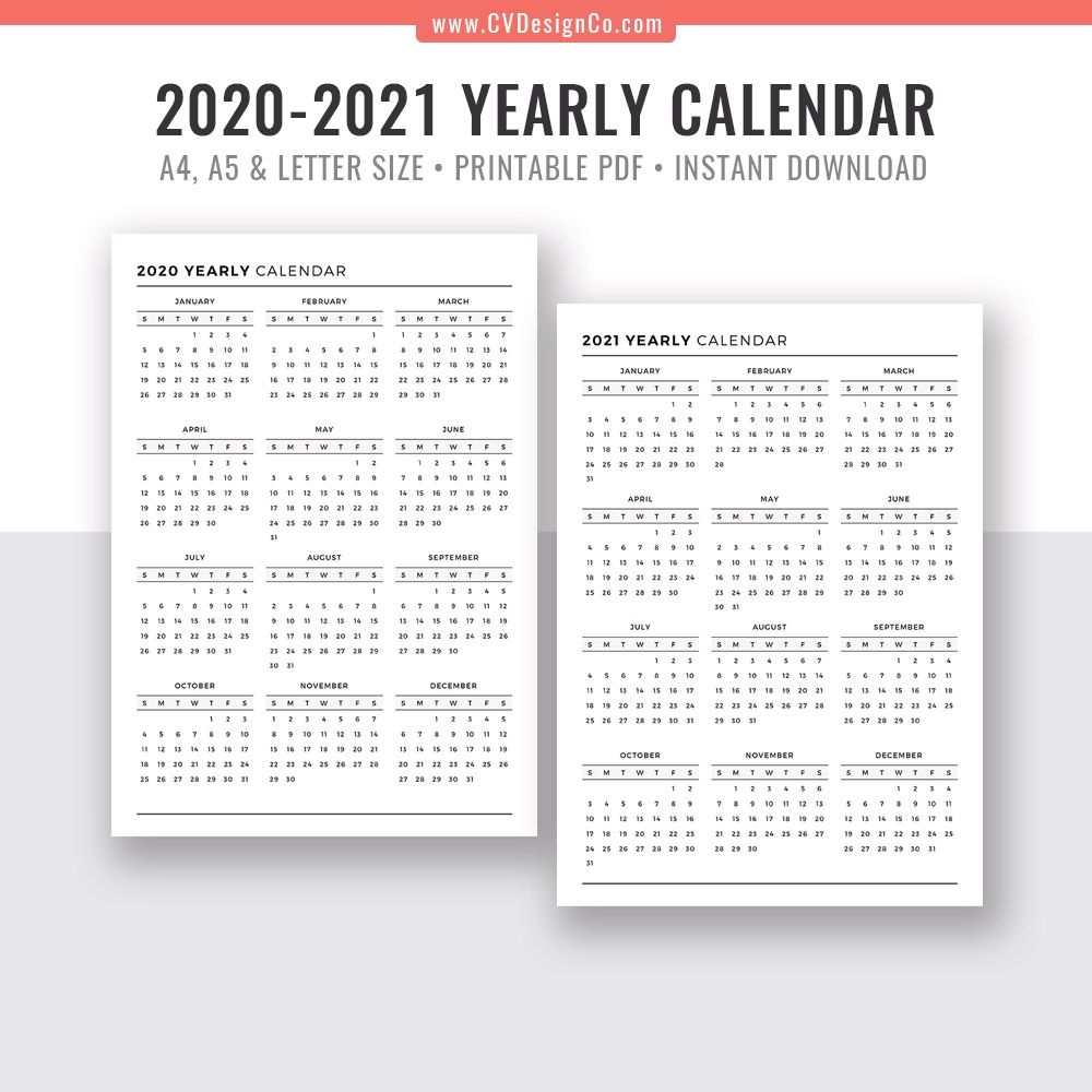 Printable Calendar Year At A Glance 2020 | Calendar