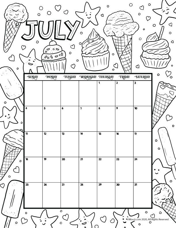 printable coloring calendar for 2021 (and 2020!) | woo! jr