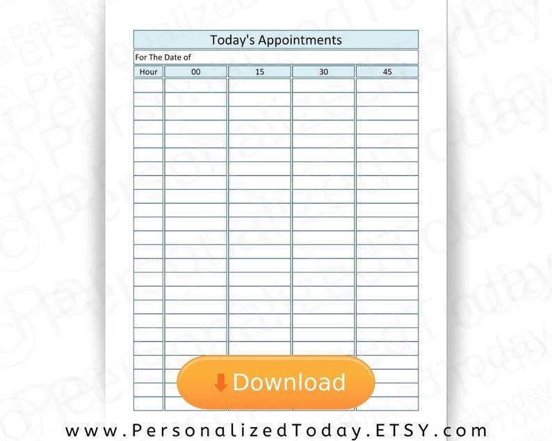 Printable Daily Appointment Planner With 15 Minute Time | Etsy