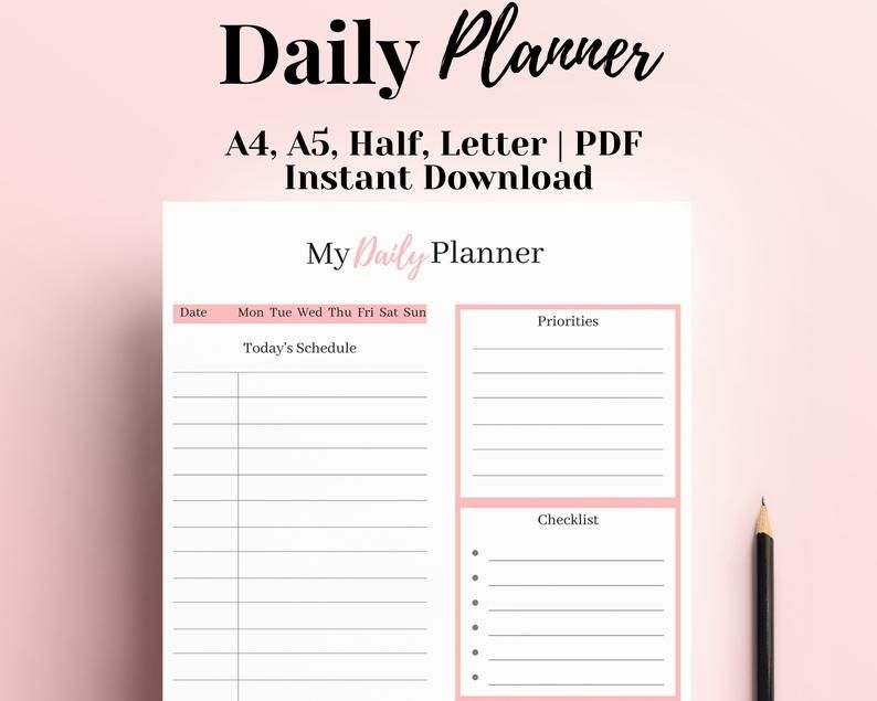 Printable Daily Planner 2020 2021 Hourly Planner Day | Etsy