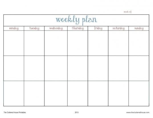 printable days of the week calender | printable calendar