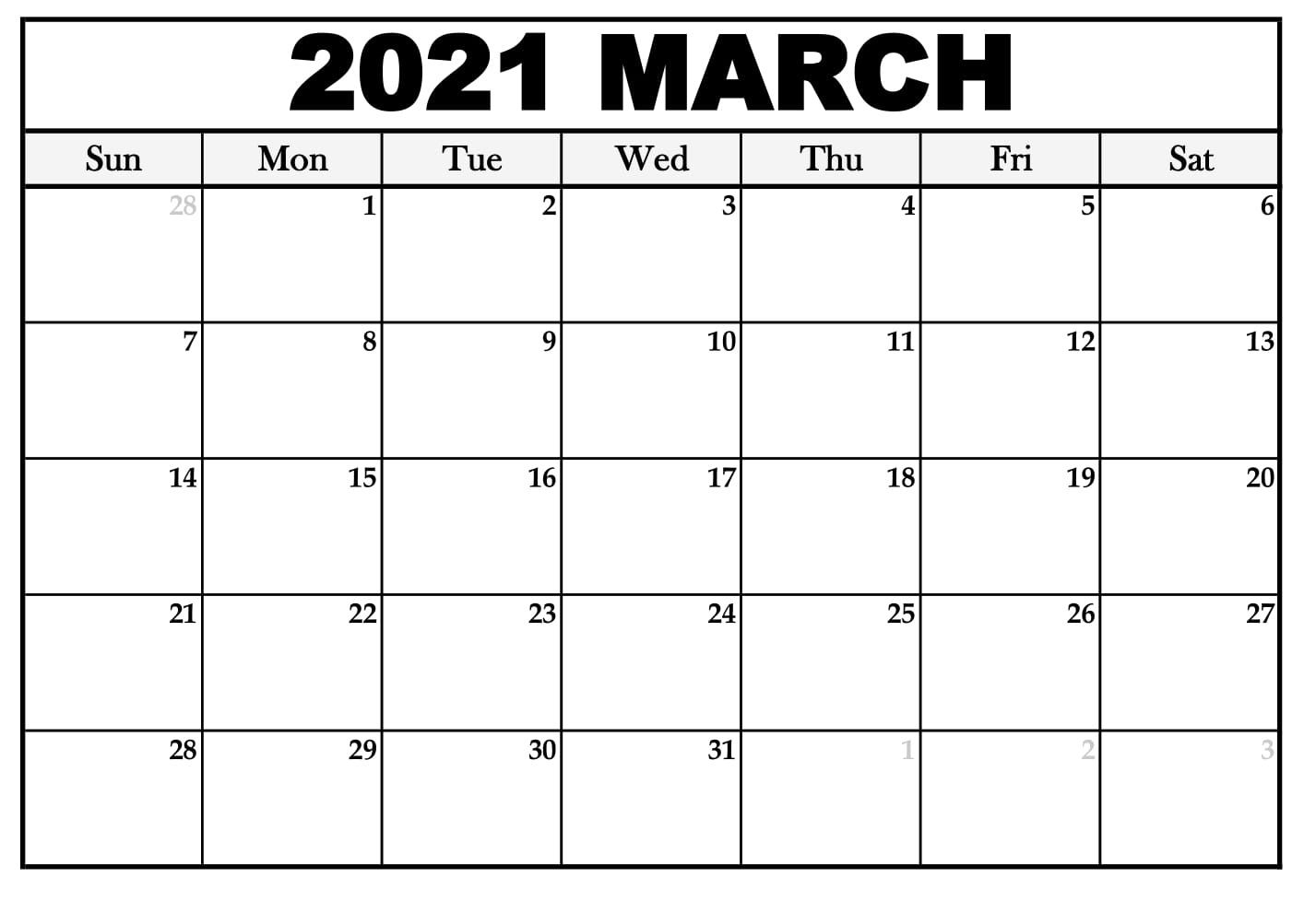 printable march 2021 calendar pdf thecalendarpedia