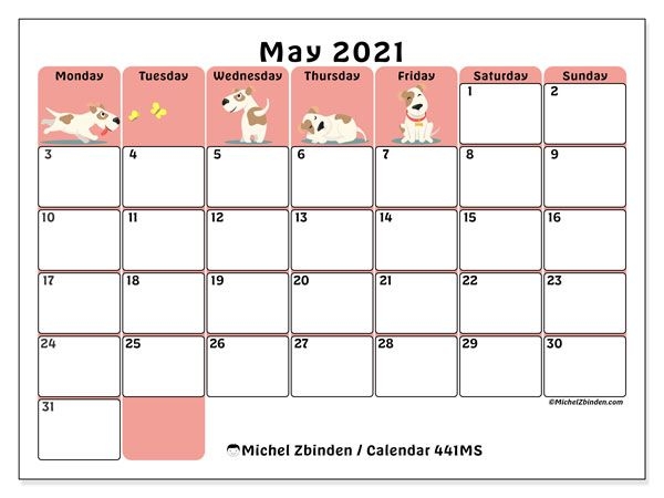 Printable May 2021 "441ms" Calendar Michel Zbinden En