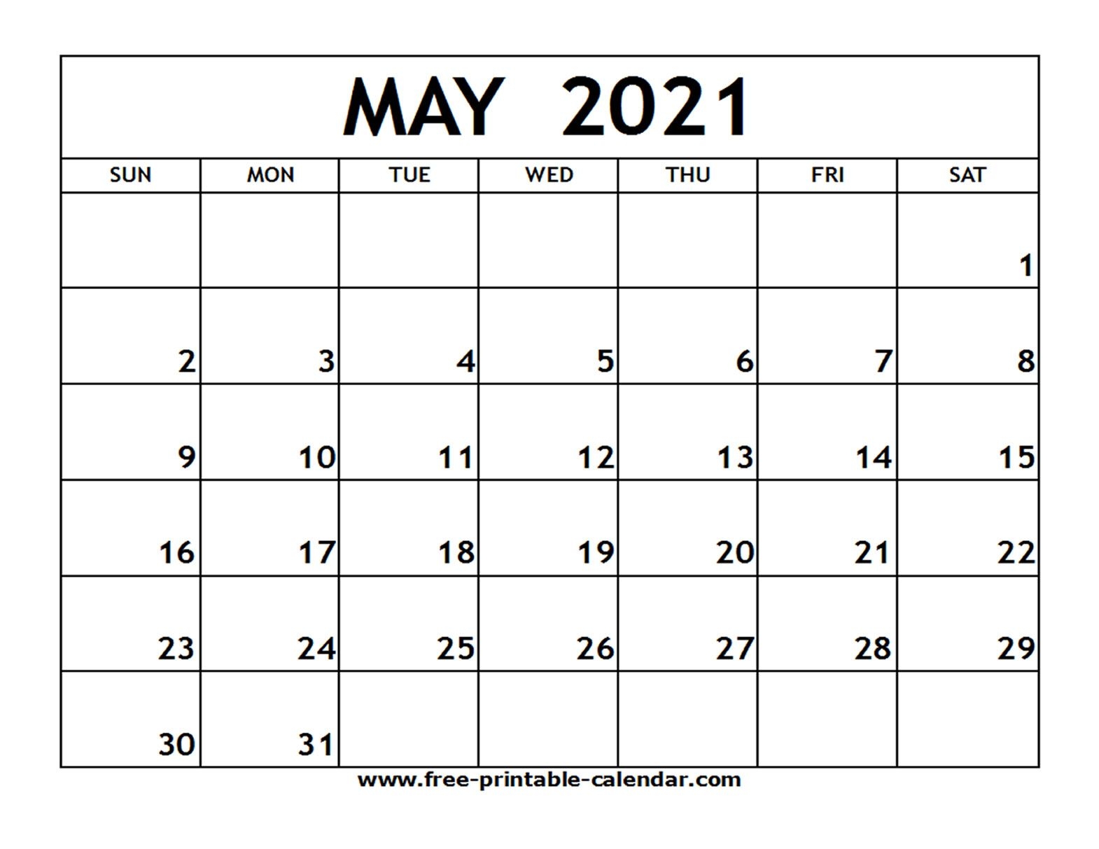 Printable May 2021 Calendar Source | 2021 Calendar