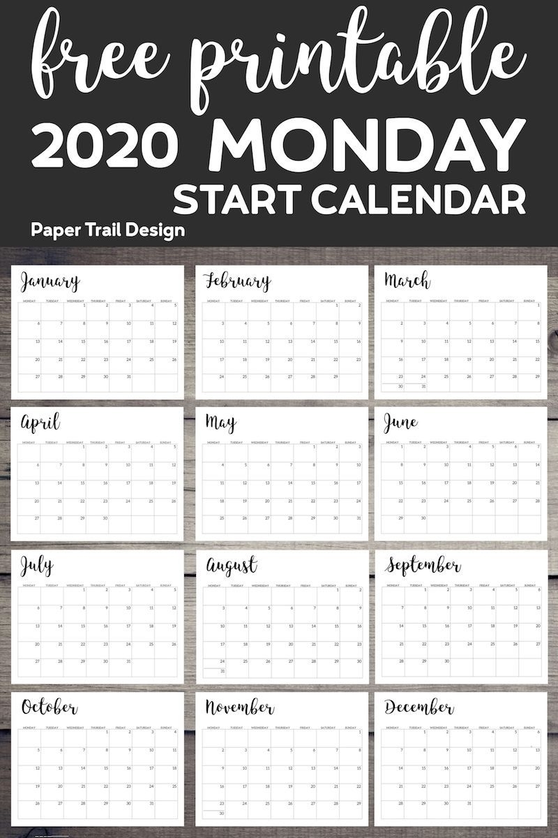 Printable Monday Calendar Monday Start Calendar