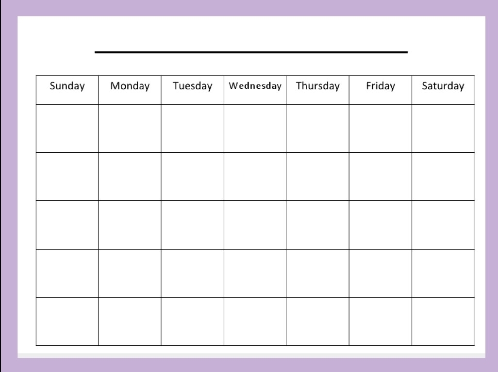 Printable Monday Thru Friday Calander | Example Calendar