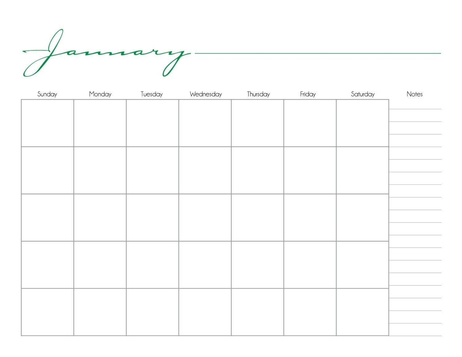 printable monthly calendar sunday to saturday no dates