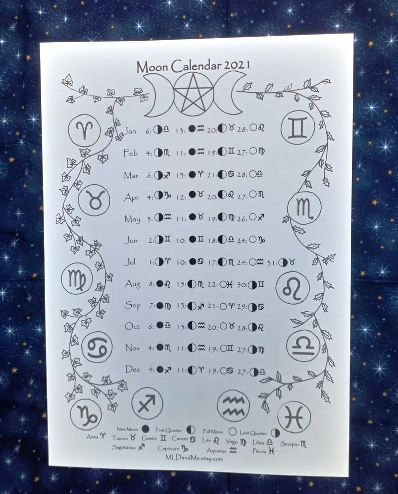 Printable Moon And Zodiac Calendar 2021 Moon Phase