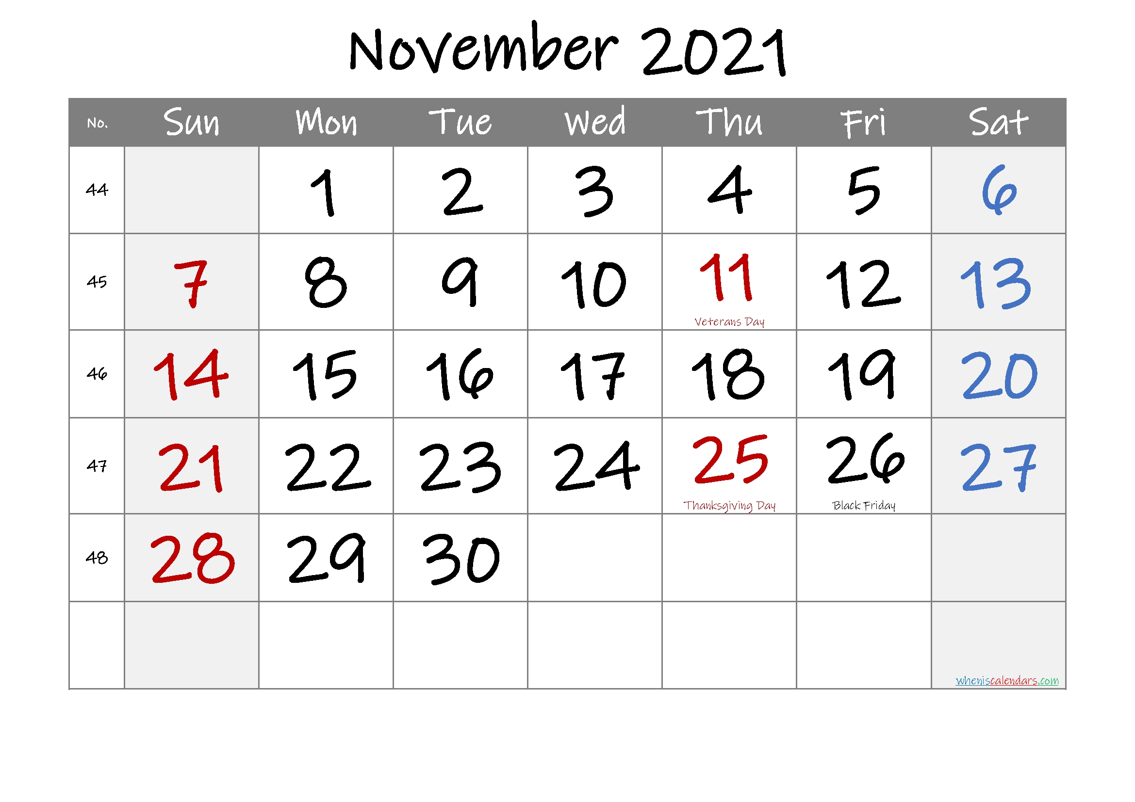 printable november 2021 calendar with holidays
