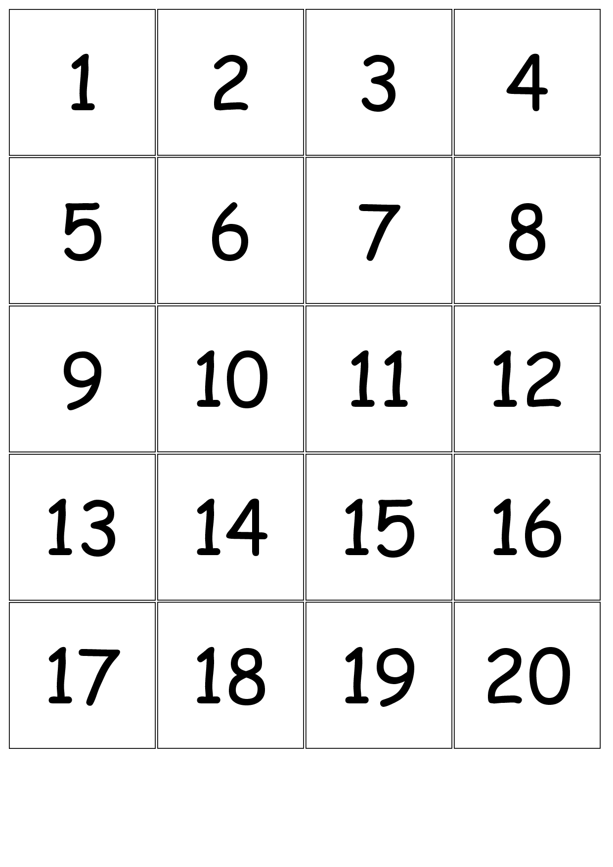 Printable Number Cards 1 31 Calendar : Free Calendar Template