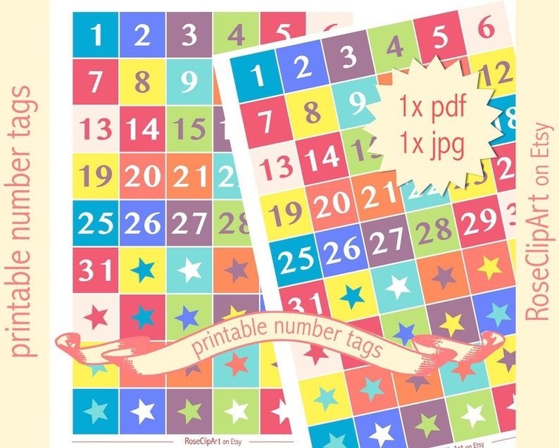 printable numbers 1 31 instant download advent calendar | etsy