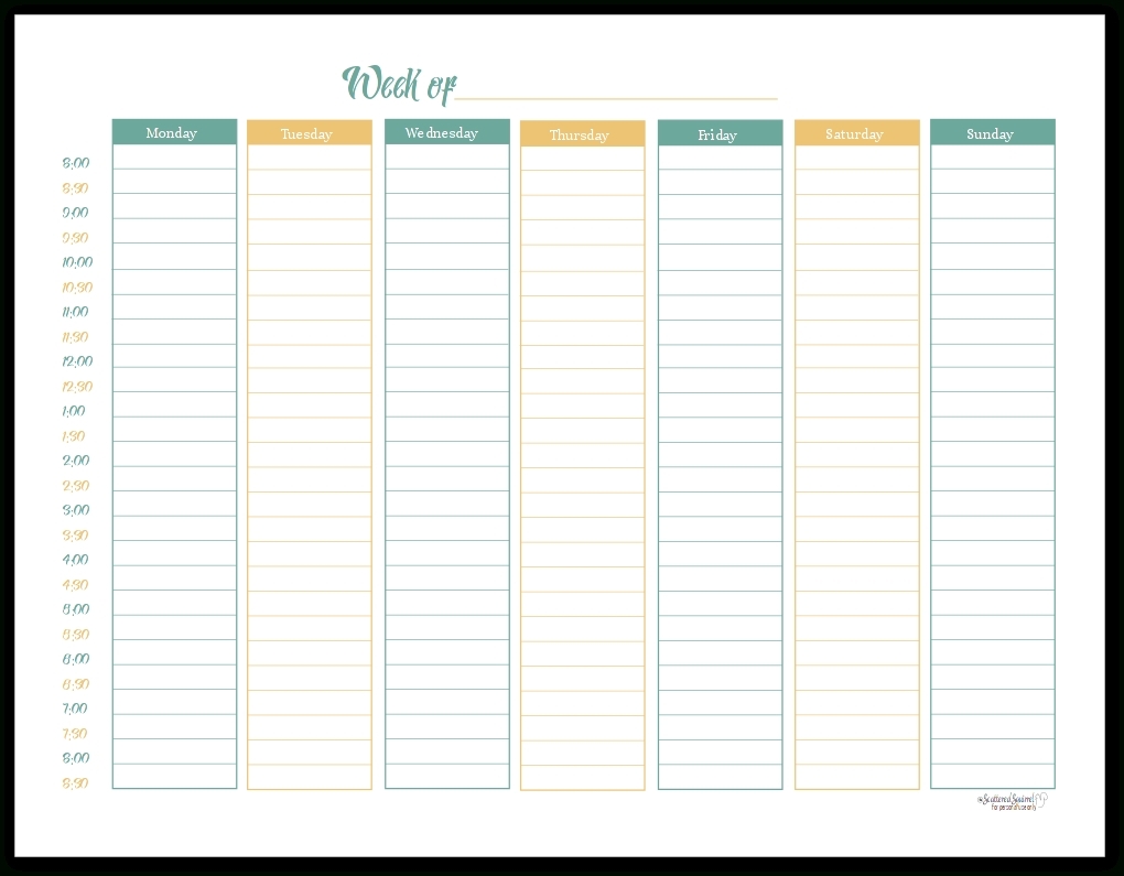 Printable Planners Half Hour Time Slots | Ten Free