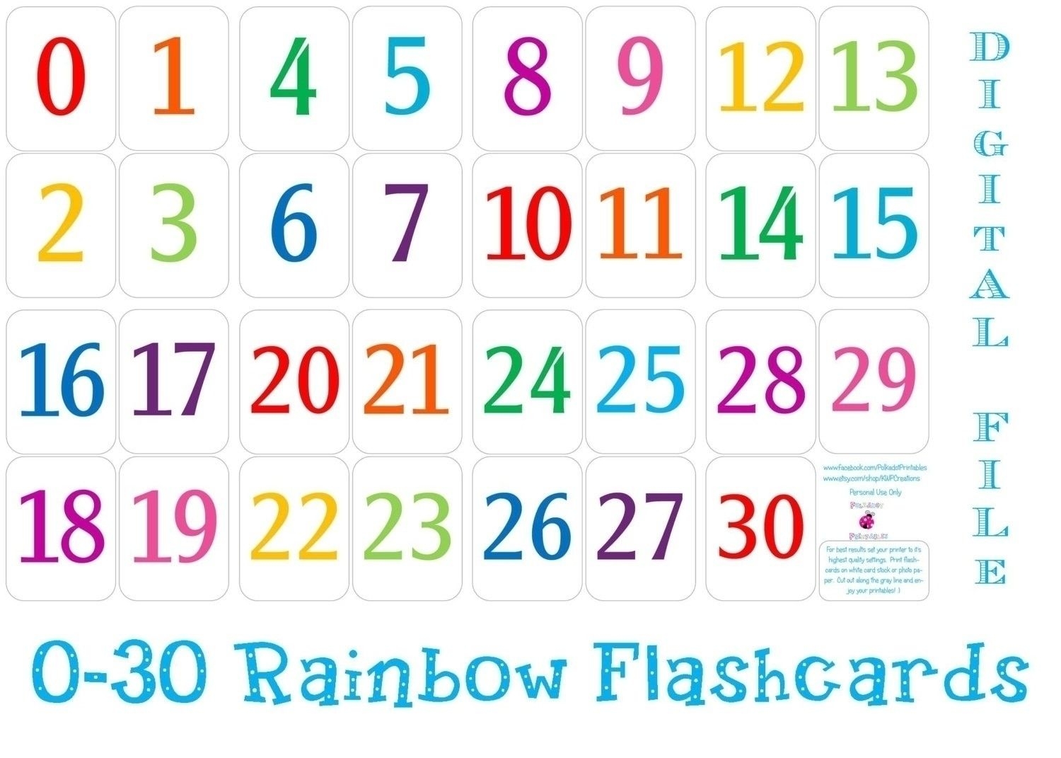 Printable Preschool Calendar Numbers 1 31