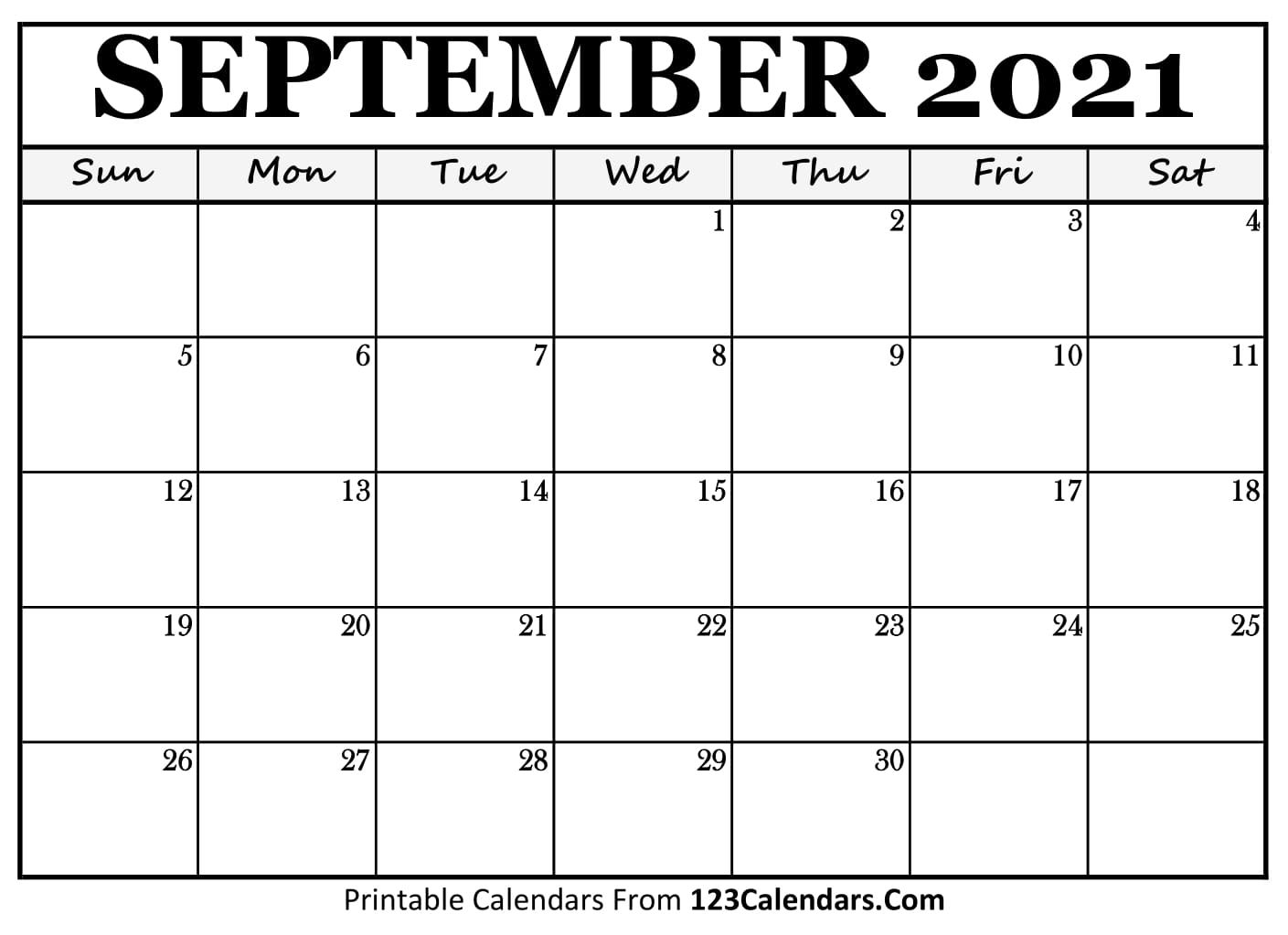 Printable September 2021 Calendar Templates | 123calendars