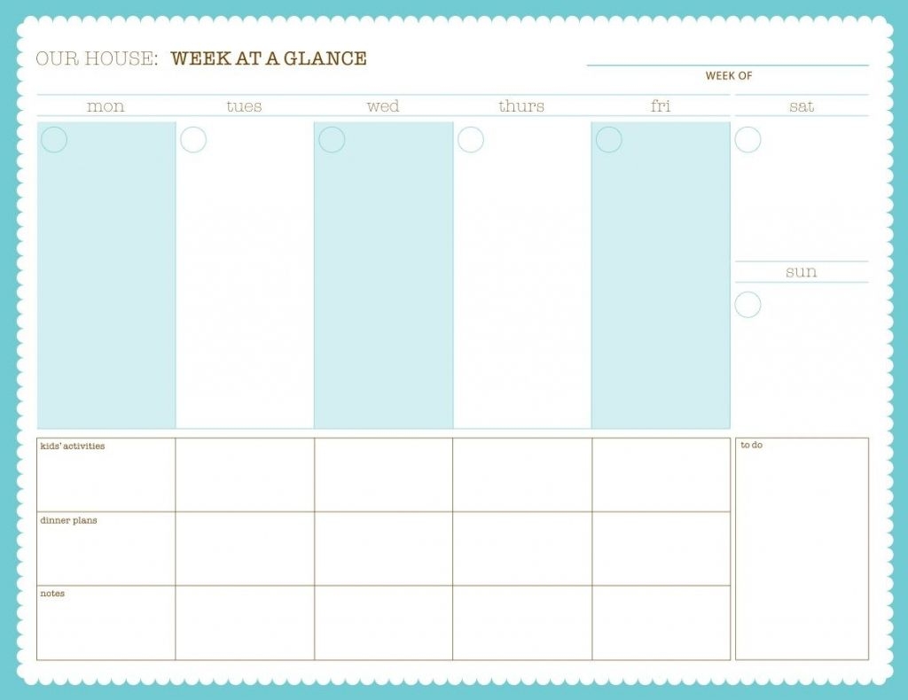 Printable Week At A Glance Calendars Calendar Template 2020