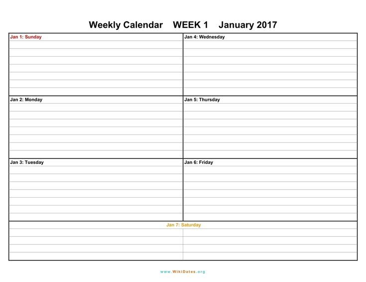 Printable Weekly Calendar 2018 Printable Weekly Calendar