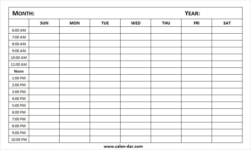 printable weekly calendar template monday friday with time